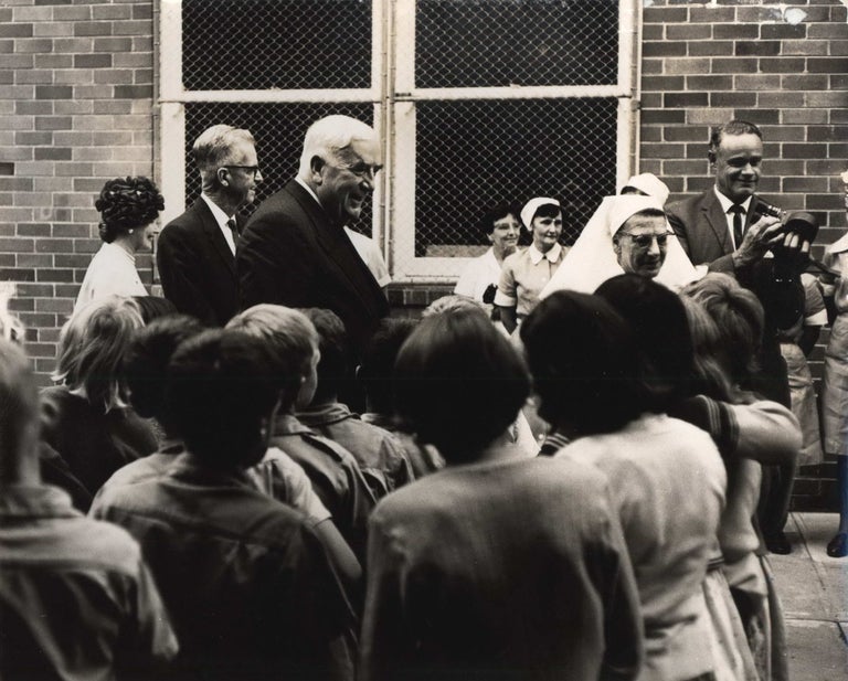 Item #CL185-63 [Prime Minister Robert Menzies At Far West Children’s Health Scheme, Manly, NSW]. Beverley Clifford, active 1950s-1970s Aust.