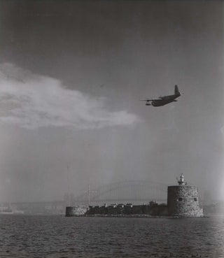 Item #CL185-95 [Sea Plane Flying Over Fort Denison, Sydney Harbour]. Max Dupain, Australian