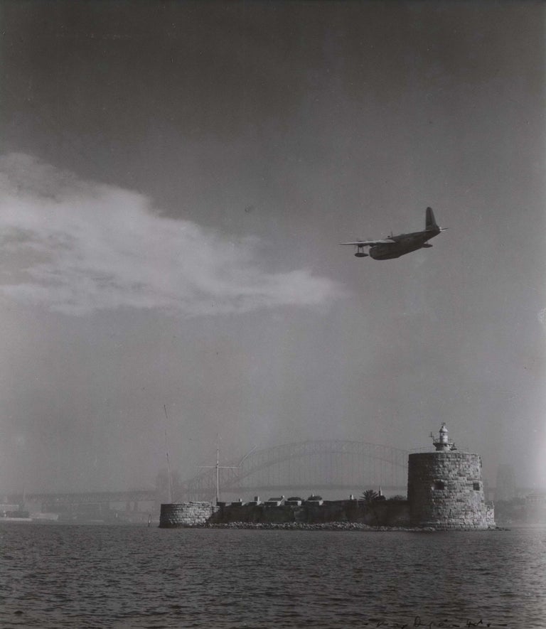 Item #CL185-95 [Sea Plane Flying Over Fort Denison, Sydney Harbour]. Max Dupain, Australian.