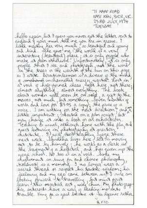 Correspondence From Carol Jerrems To Peter Leiss
