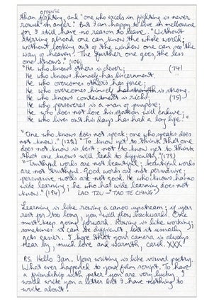Correspondence From Carol Jerrems To Peter Leiss