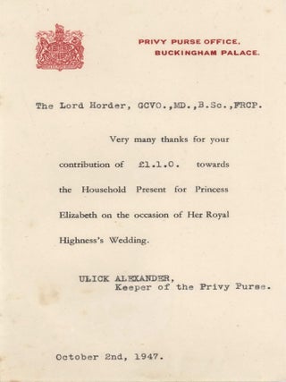 Ephemera From The Collection Of Lord Thomas Horder, Physician To The Royal Household Of The United Kingdom