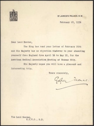 Ephemera From The Collection Of Lord Thomas Horder, Physician To The Royal Household Of The United Kingdom