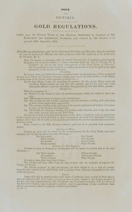 Item #CL187-25 Victoria Parliamentary Paper No. A2 – “Gold Regulations” [The Cause Of...