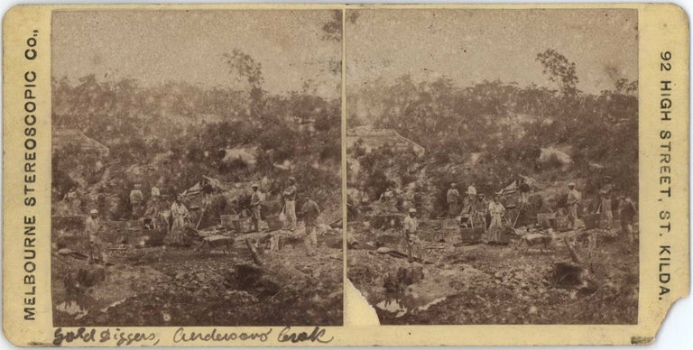 Item #CL187-29 Gold Diggers, Andersons Creek [Victoria]. Melbourne Stereoscopic Co, fl. Aust.