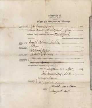 Item #CL187-32 Gold Miner’s Marriage Certificate Signed By John Dunmore Lang
