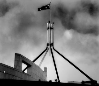 Item #CL188-34 Above New Parliament House [Canberra]. Heide Smith, b.1937 German/Australian