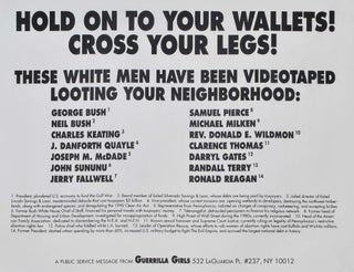 Item #CL189-175 Hold On To Your Wallets! Cross Your Legs! Guerrilla Girls, active from 1985...