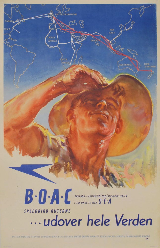 Item #CL189-72 BOAC Speedbird Ruterne Udover Hele Verden (Routes Across The World). Harold Foster, fl. 1920s-1940s British.