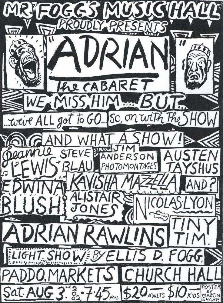 Item #CL190-99 Mr Fogg’s Music Hall Proudly Presents “Adrian” The Cabaret. Martin Sharp, Aust.