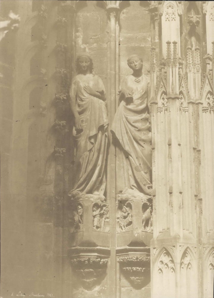 Item #CL191-2 [Two Female Sculptures, Notre Dame Cathedral, Strasbourg, France]. Henri Le Secq, French.