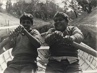 Item #CL191-48 Cousins Ralph And Jim Richardson Boating On The Darling River. Mervyn Bishop,...