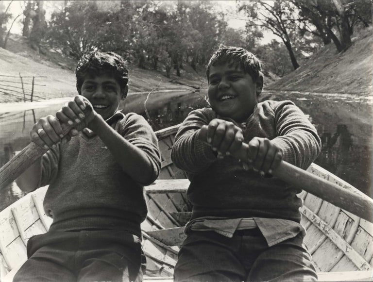 Item #CL191-48 Cousins Ralph And Jim Richardson Boating On The Darling River. Mervyn Bishop, b.1945 Aust.