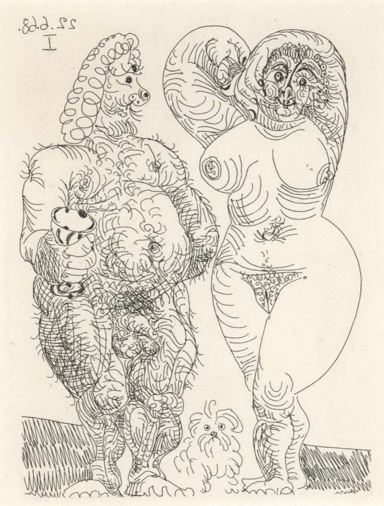 Item #CL192-138 Gros Couple, Et Petit Chien, Poilus (Fat Couple And Little Shaggy Dog). Pablo Picasso, Spanish/French.