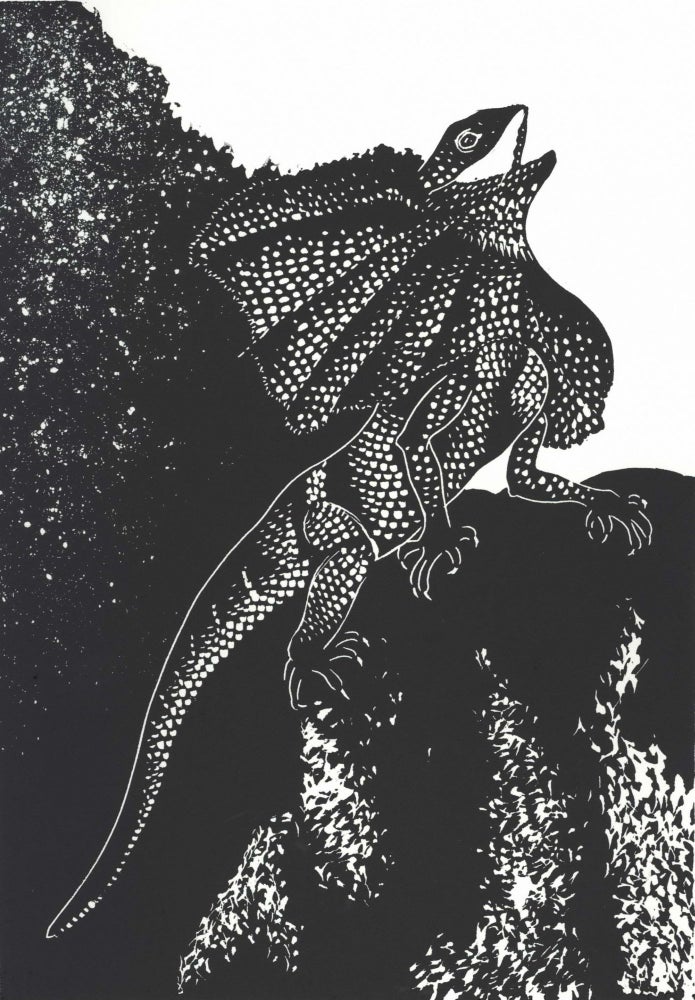 Item #CL192-167 La Diva In Sequins [Frill-necked Lizard]. Lesbia Thorpe, Aust.