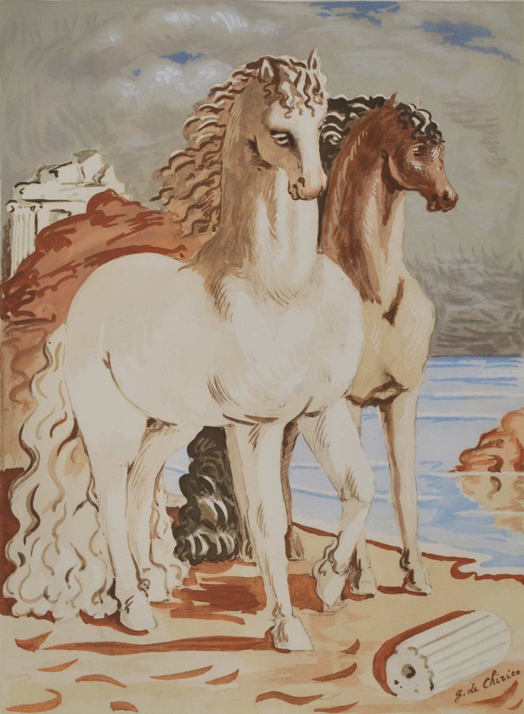 Item #CL192-25 The Divine Horses Of Achilles, Balios And Xanthos. Giorgio de Chirico, Italian.