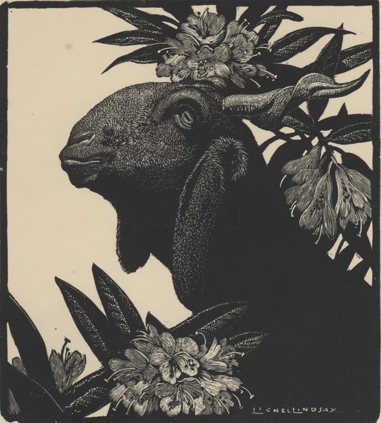 Item #CL192-84 Goat And Rhododendron. Lionel Lindsay, Aust.