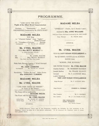 “Matinee” Organised By Madame Melba And Mr Cyril Maude