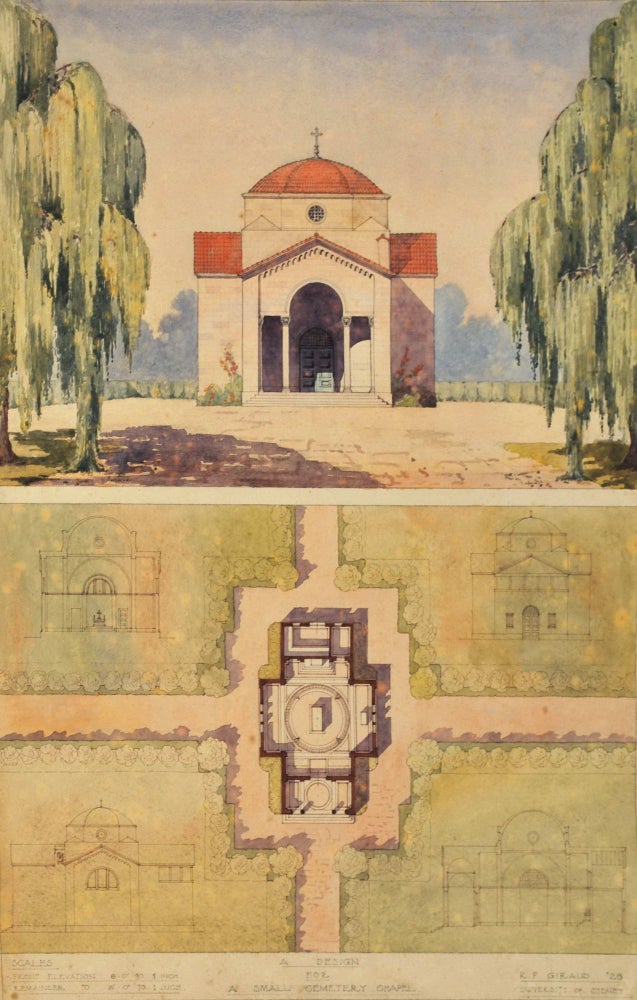 Item #CL194-130 Design For A Small Cemetery Chapel and A Design For [Aviator Bert] Hinkler’s Memorial