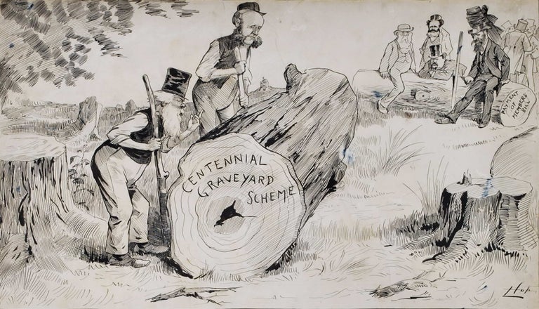 Item #CL194-63 Reciprocal Log-rolling [Henry Parkes, Centennial Park]. Livingston Hopkins, Amer./Aust.