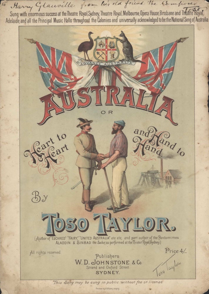Item #CL194-69 ‘Australia, Or Heart To Heart And Hand To Hand’. Rev. Thomas Hilhouse Taylor, Toso, Aust.