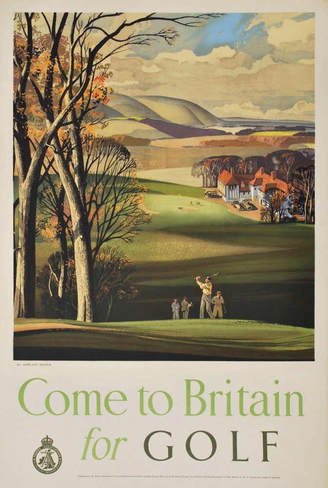 Item #CL197-55 Come To Britain For Golf. Rowland Hilder, 1905–1993 Brit.