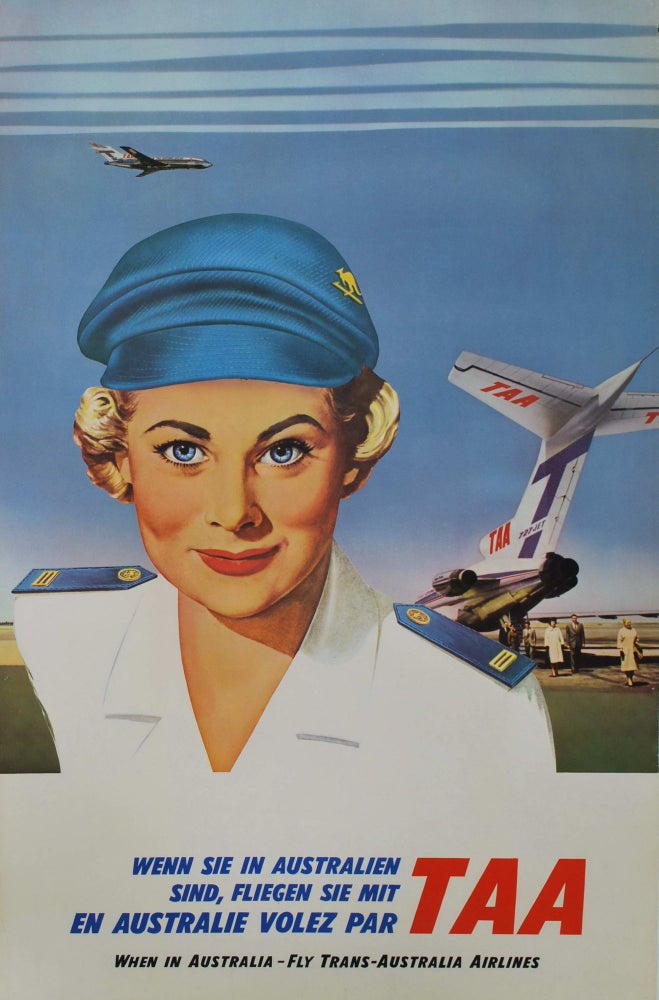 Item #CL197-90 When In Australia, Fly Trans Australia Airlines. Ralph M. Warner, 1902–1966 Aust.