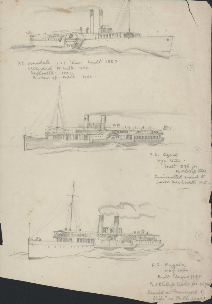 Item #CL198-128 [Three Paddle Steamers]. Robert Emerson Curtis, 1898–1996 Aust.