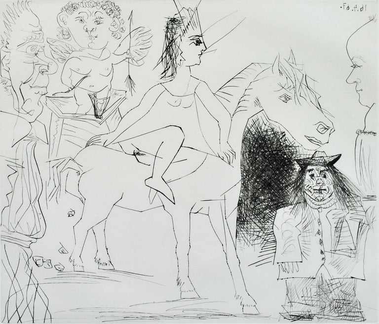 Item #CL198-141 Au Cirque. Ecuyere Avec Un Amour (Rider With Lover). Pablo Picasso, 1881–1973 Spanish/French.
