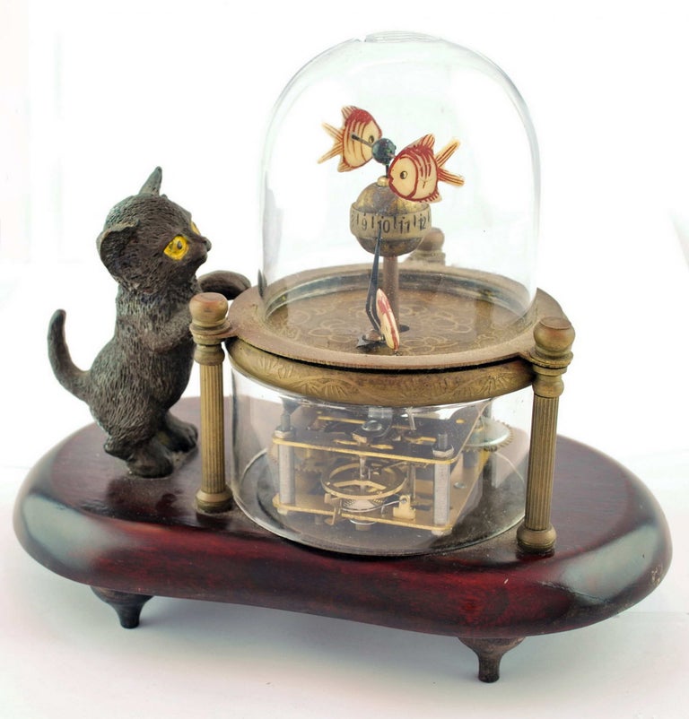 Item #CL198-158 Cat And Fishbowl Clock