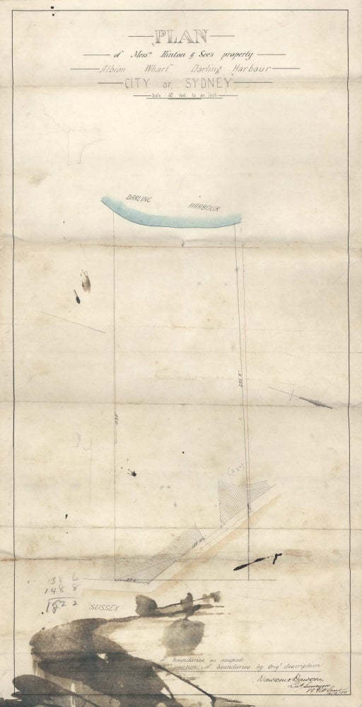 Item #CL198-177 Plan Of Messrs Hinton & See’s Property, Albion Wharf, Darling Harbour, City Of Sydney