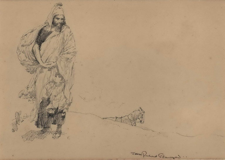 Item #CL198-78 [Desert Wanderer With Horse In Wait]. John Richard Flanagan, 1895–1964 Aust.