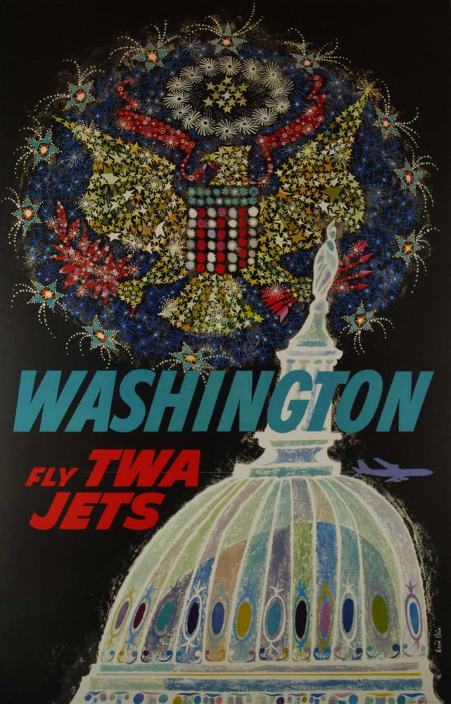 Item #CL200-54 Washington. Fly TWA Jets. David Klein, 1918–2005 Amer.