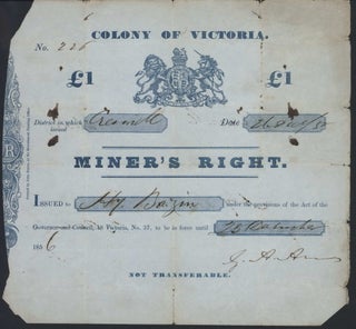 Item #CL201-11 Colony Of Victoria Miner’s Right [Gold Mining