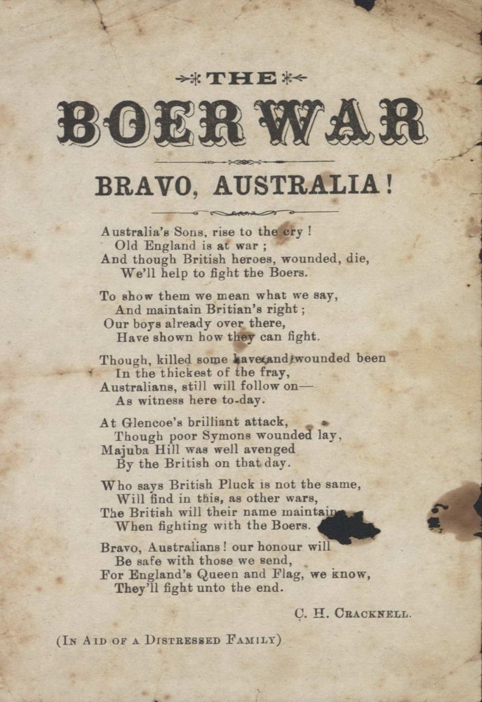 Item #CL201-19 “The Boer War. Bravo, Australia!” [Poem]