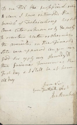 Sir Joseph Banks Letter and Caricature