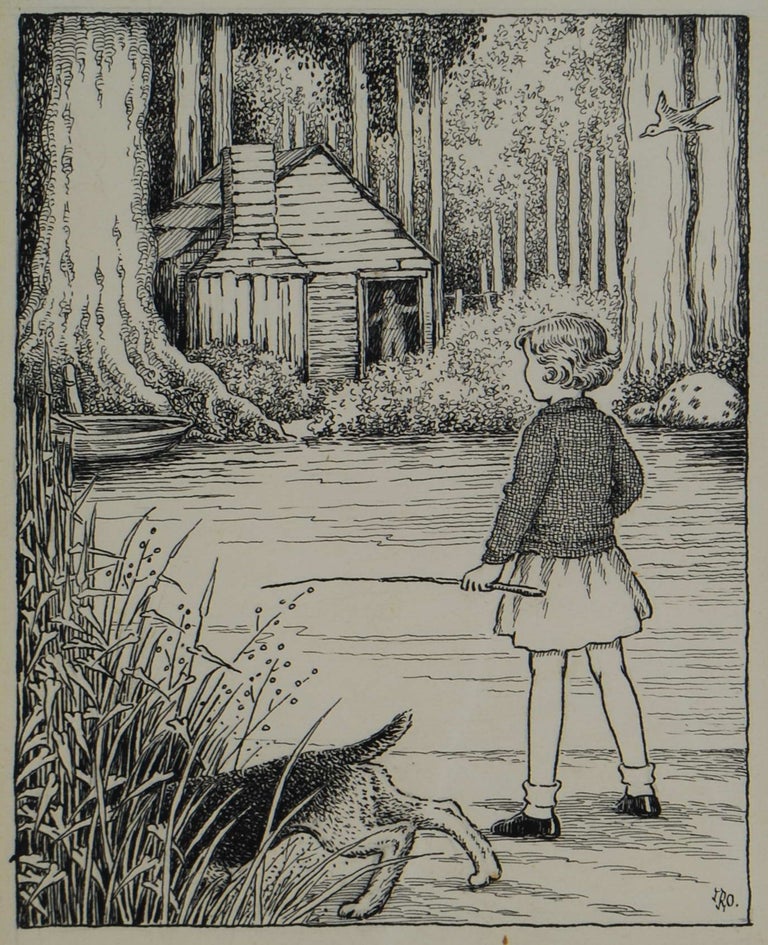 Item #CL201-30 [Young Girl With Dog By A River]. Ida Rentoul Outhwaite, 1888– 1960 Aust.