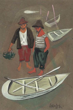Item #CL201-44 [Two Fishermen With Rowboats]. William Gropper, 1897–1977 Amer