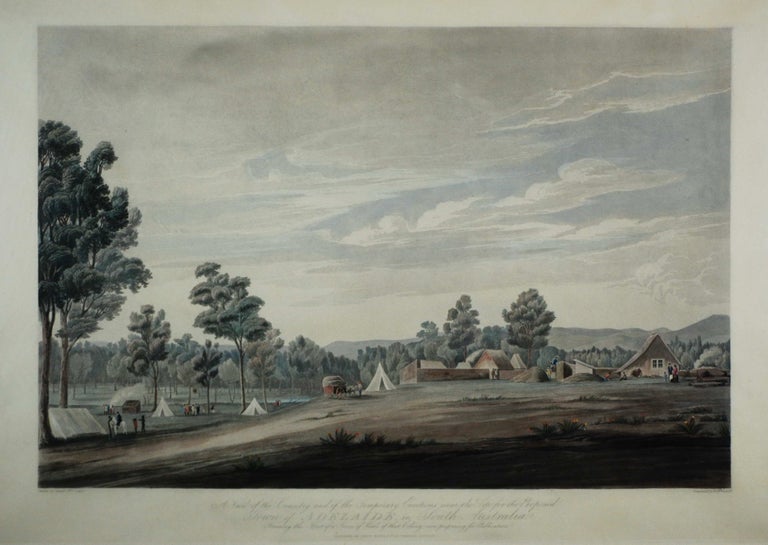 Item #CL201-7 View Of The Country And Of The Temporary Erections Near The Site For The Proposed Town Of Adelaide In South Australia. After Colonel William Light, 1786–1839 Brit.