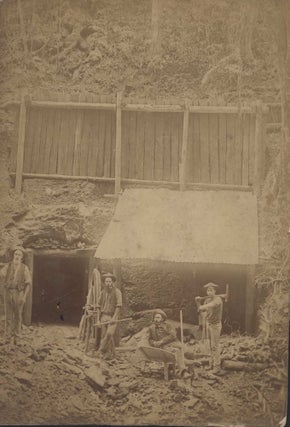 Item #CL202-15 [Australian Miners At Entrance Of Mine And Bark Hut