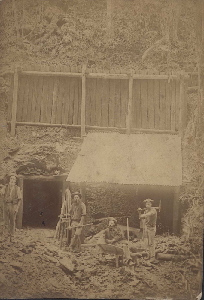 Item #CL202-15 [Australian Miners At Entrance Of Mine And Bark Hut]