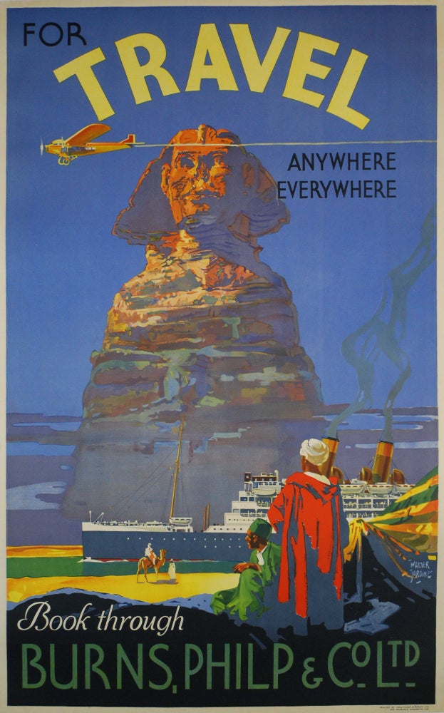 Item #CL202-37 For Travel Anywhere, Everywhere, Book Through Burns, Philp & Co. Pty Ltd. Walter Jardine, 1884–1970 Aust.