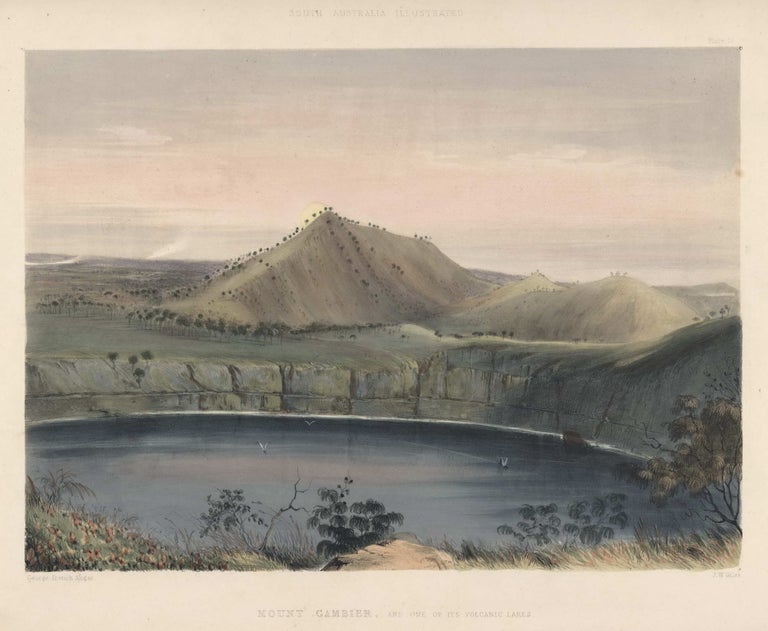 Item #CL202-8 Mount Gambier, And One Of Its Volcanic Lakes (After Sunset) [SA]. After George French Angas, 1822–1886 Brit./Aust.