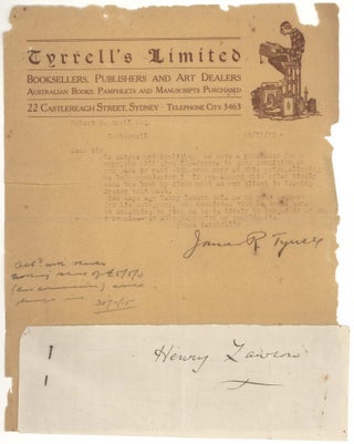 Item #CL203-25 Letter From Bookseller James Tyrrell To Robert Croll and Henry...