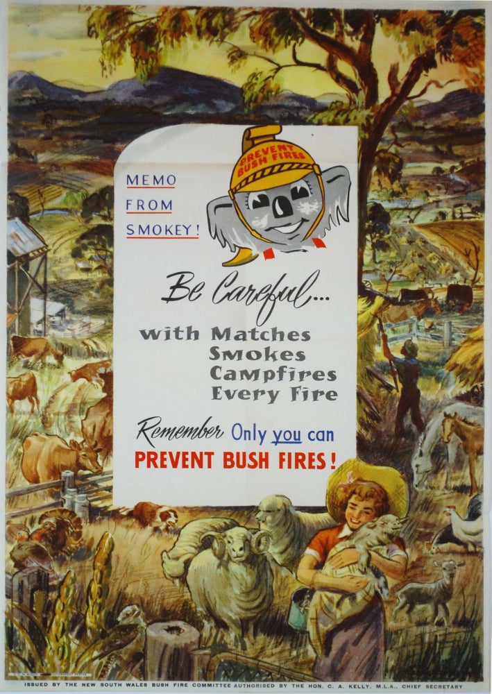 Item #CL205-48 NSW Bush Fire Committee Promotional Materials. Norman Hetherington, Peter Hardman, 1921–2010 Aust.