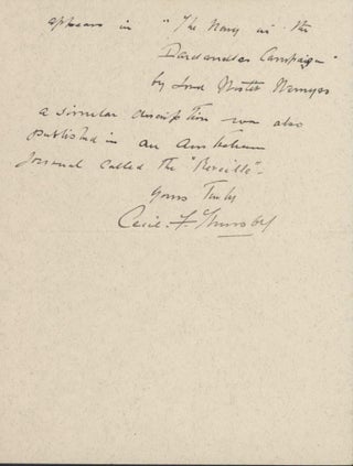 Letter By Admiral Cecil F. Thursby