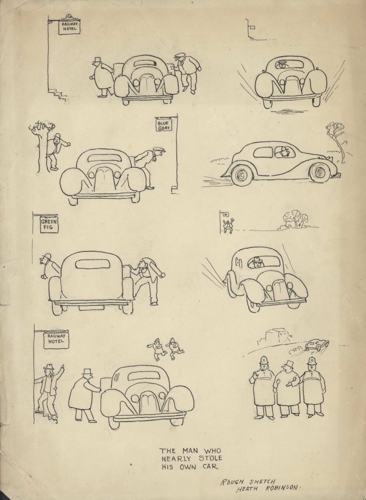 Item #CL207-24 The Man Who Nearly Stole His Own Car. W. Heath Robinson, 1872–1944 Brit.