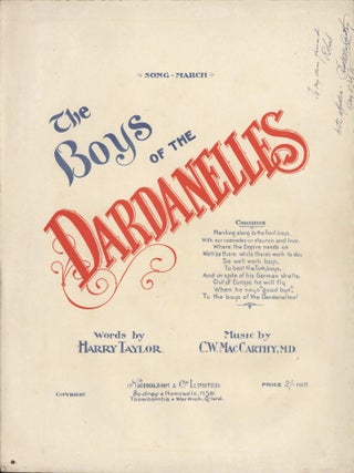 WWI Autographed Sheet Music By Australian Composer Charles W. MacCarthy