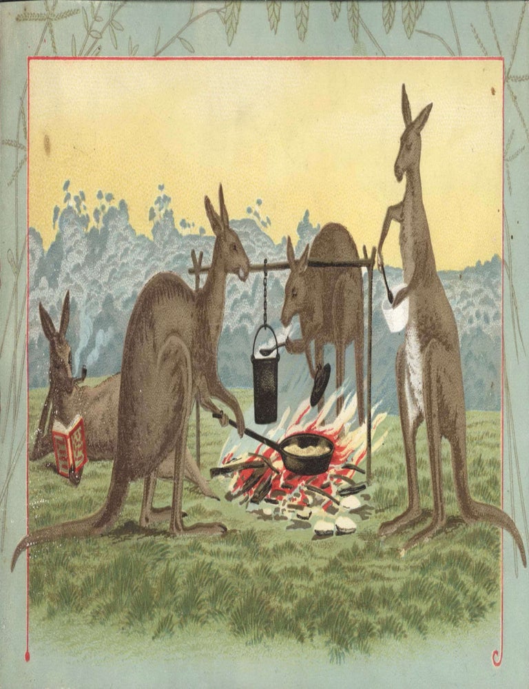 Item #CL208-7 [Kangaroos Around A Camp Fire Lounging And Cooking]