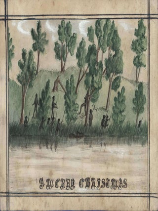Two Rare Watercolour Designs For Australian Christmas Greeting Cards (In Scrapbook)